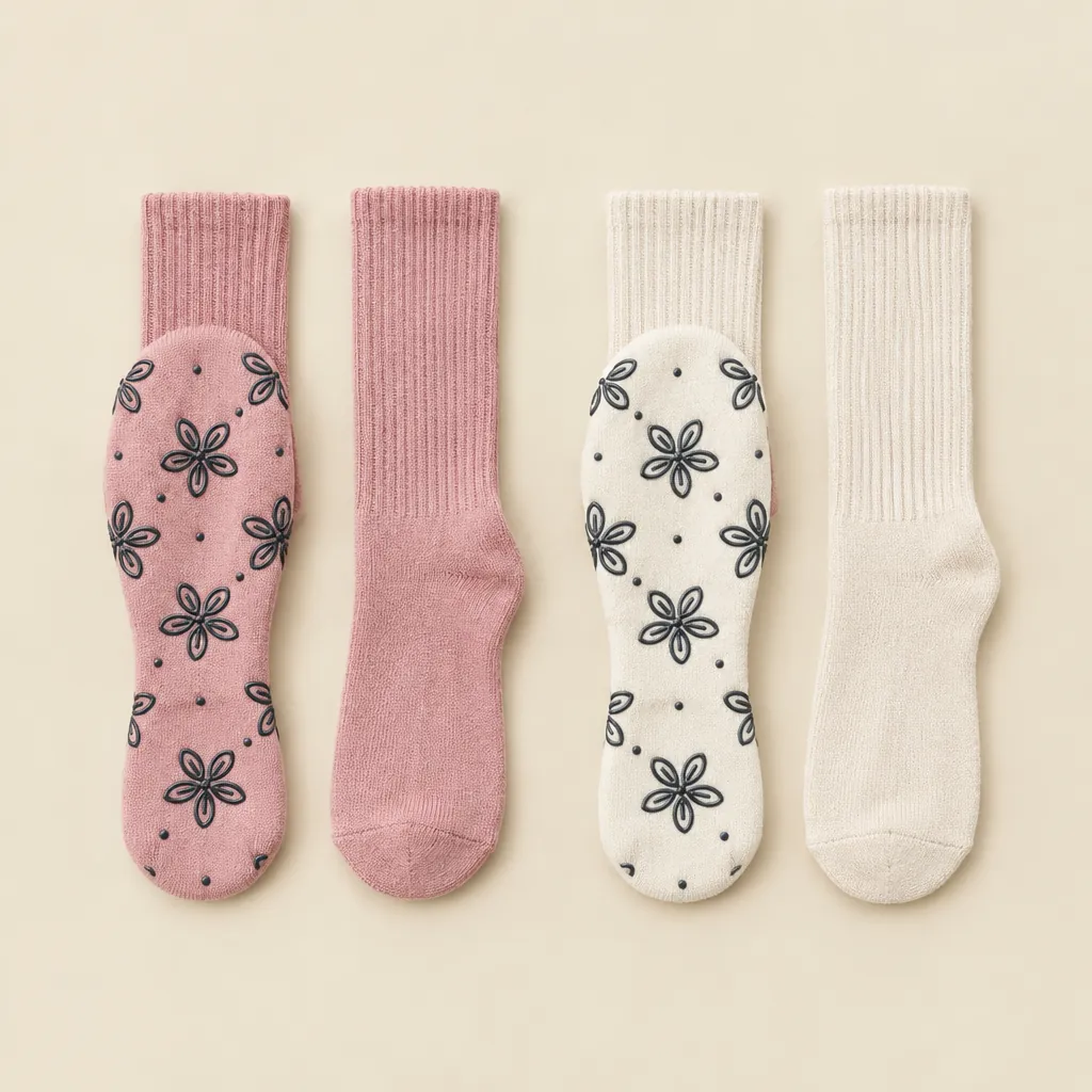 Petal Crew Grip Socks laid flat