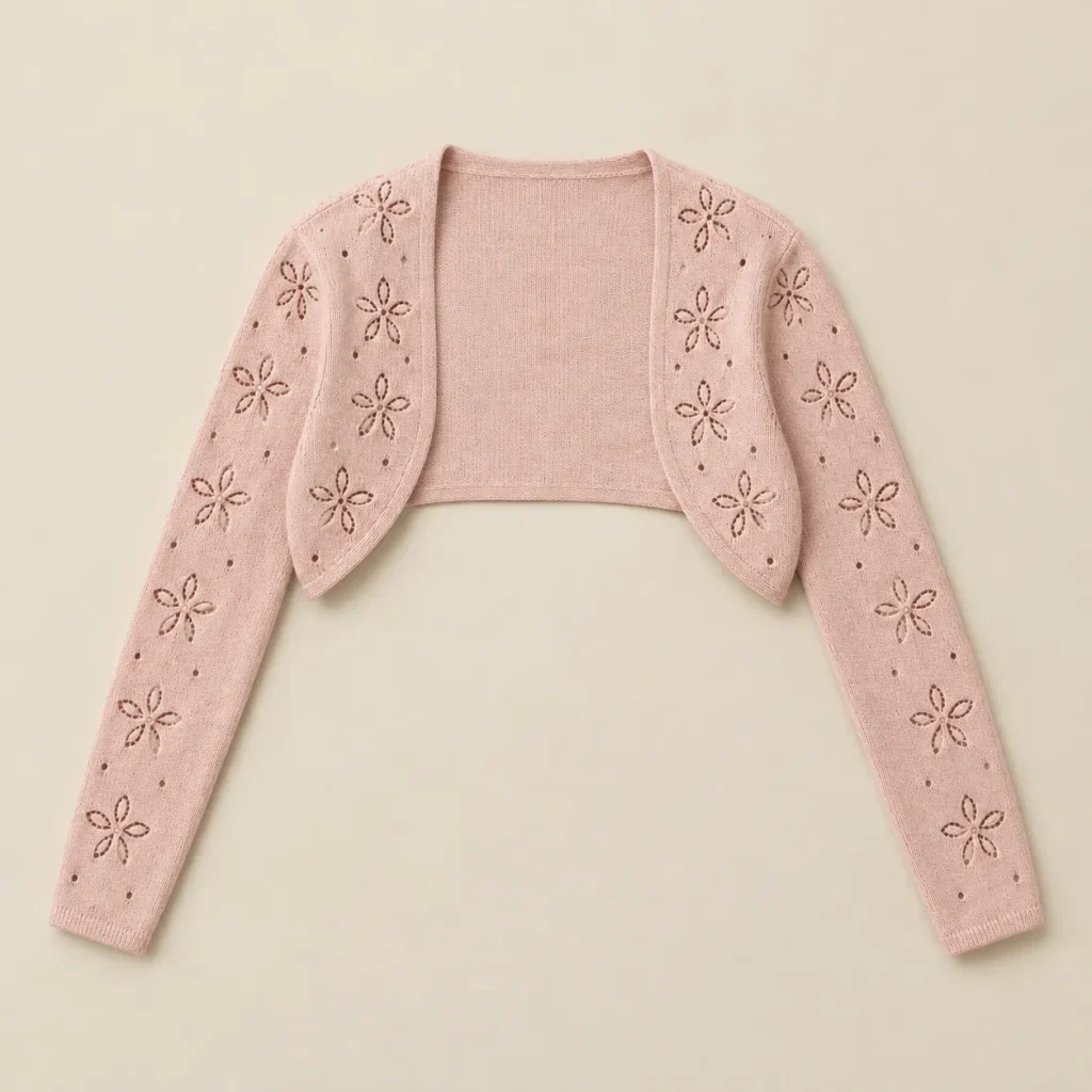 Petal Knit Shrug laid flat