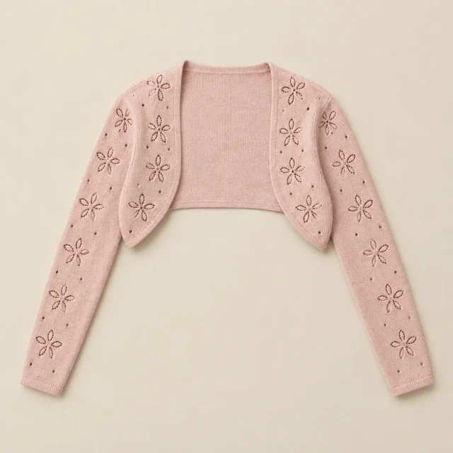 Petal Knit Shrug laid flat