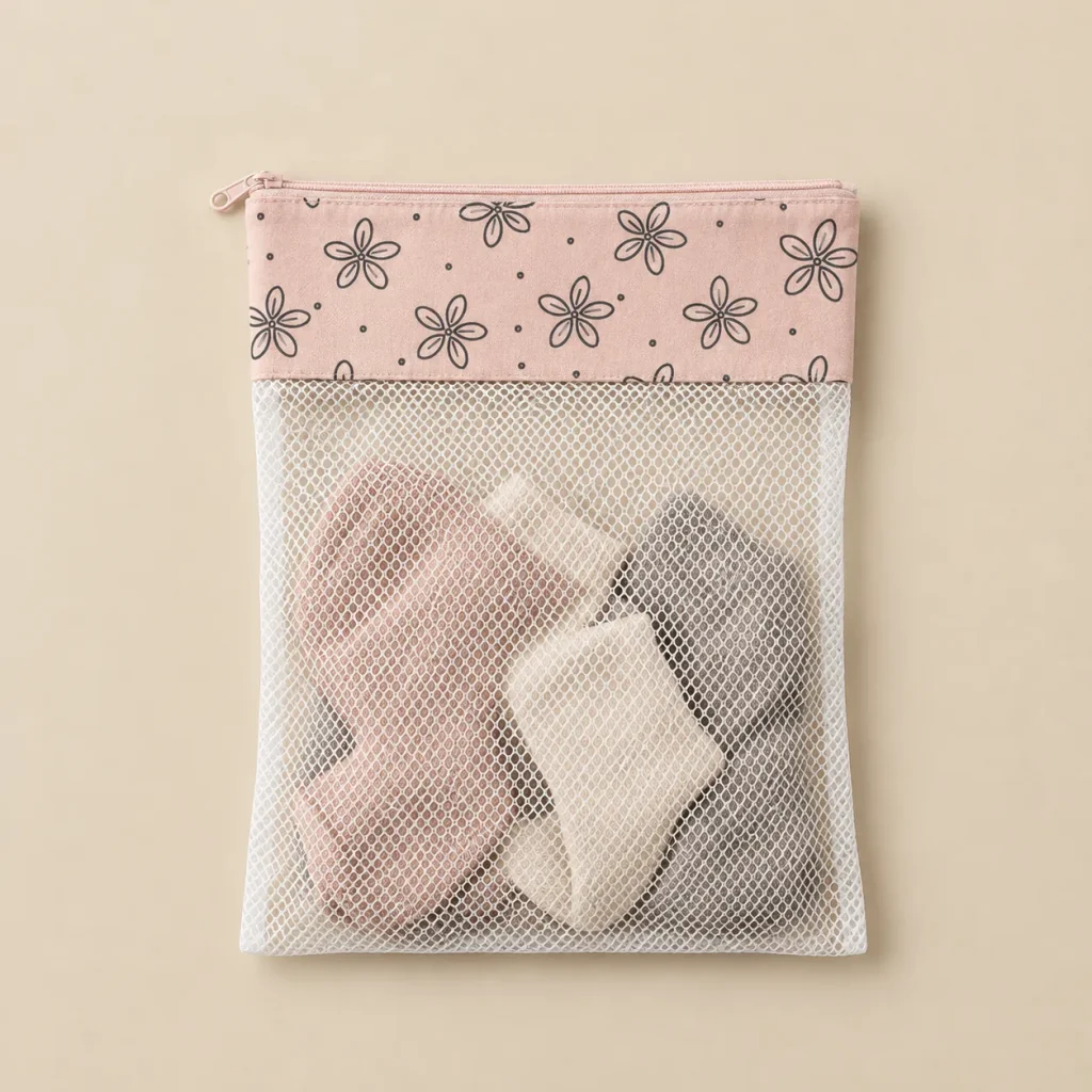 Petal Mesh Wash Bag laid flat