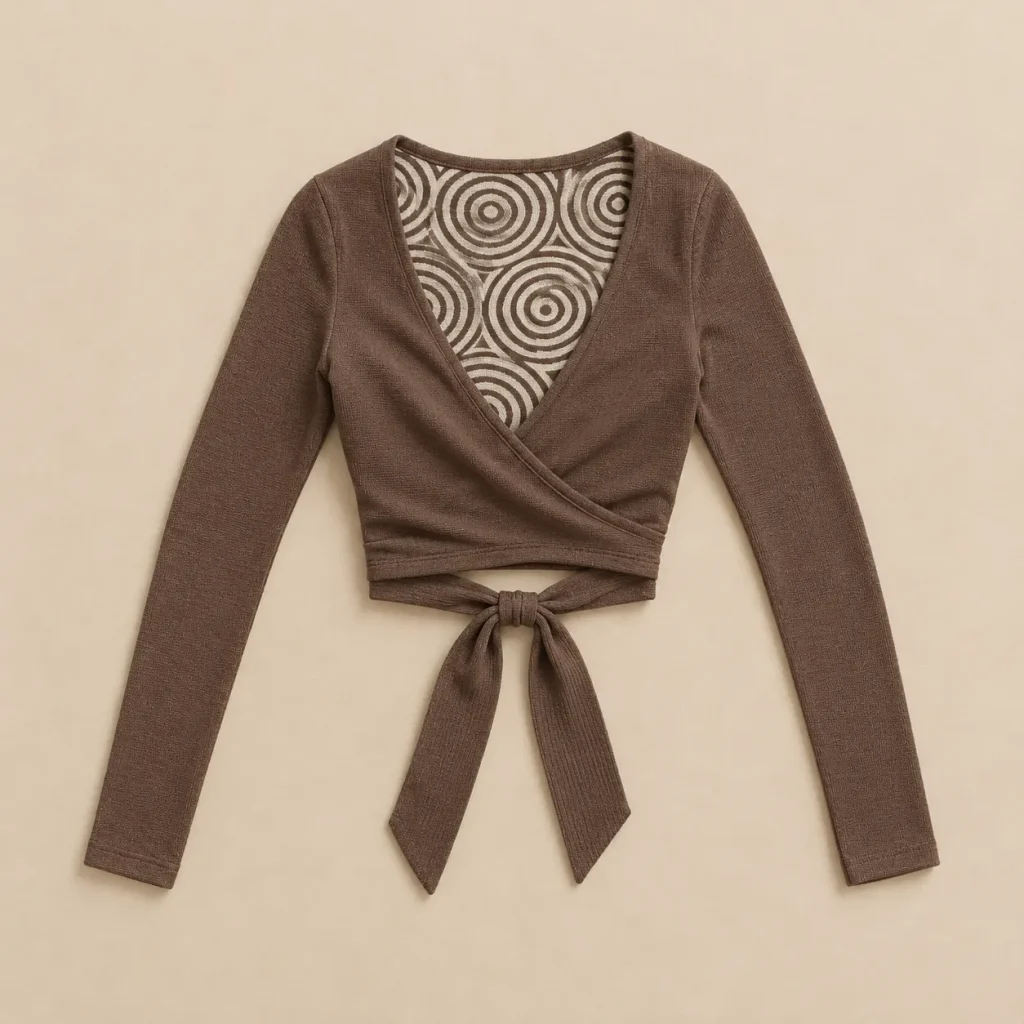 Ripple Long-Sleeve Wrap laid flat