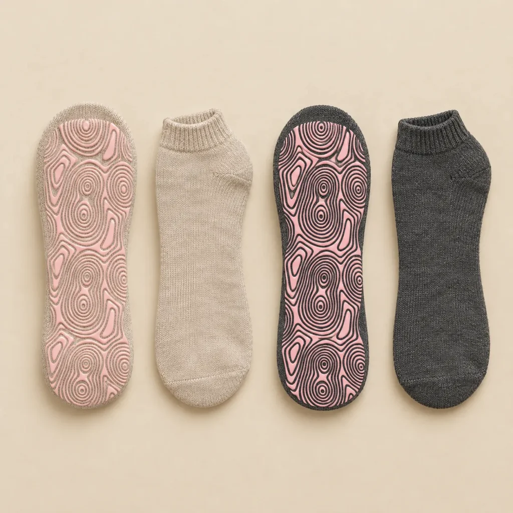 Whorl Ankle Grip Socks laid flat