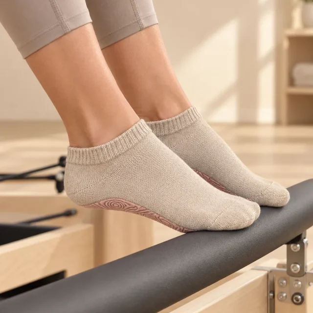 Whorl Ankle Grip Socks in the studio
