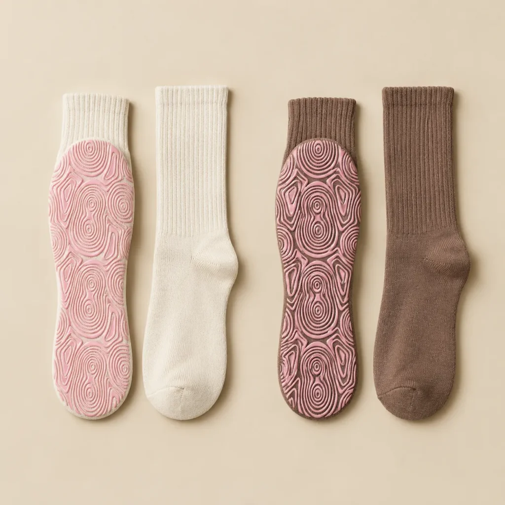 Whorl Crew Grip Socks laid flat