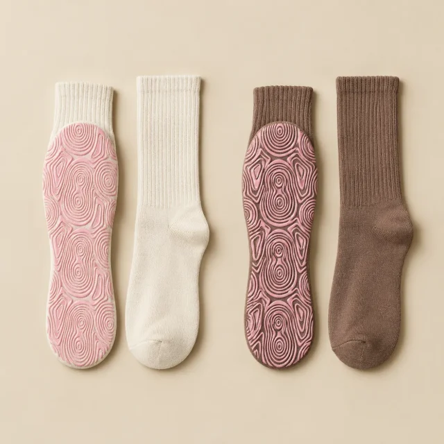 Whorl Crew Grip Socks laid flat